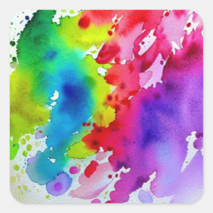 Sticker Carré Peinture Rainbow