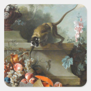 Sticker Carré Peinture Rococo pour l'année du singe