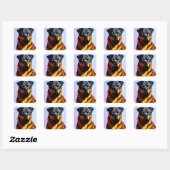 Sticker Carré Peinture Rottweiler (Feuille)