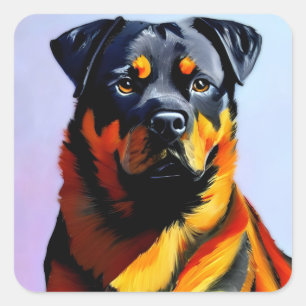 Sticker Carré Peinture Rottweiler