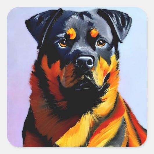 Sticker Carré Peinture Rottweiler (Devant)