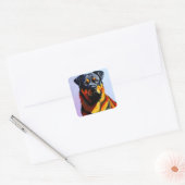 Sticker Carré Peinture Rottweiler (Enveloppe)