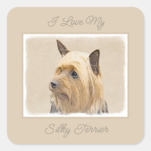 Sticker Carré Peinture Silky Terrier - Cute Original Chien Art S