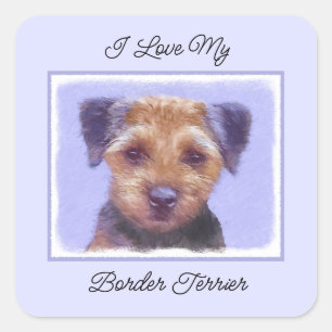 Sticker Carré Peinture sur la frontière de Terrier - jolie art o