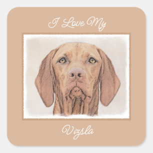 Sticker Carré Peinture Vizsla - Joli Carré d'art original Chien 