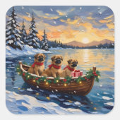 Sticker Carré Pekingese Christmas Boat Holiday (Devant)