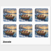 Sticker Carré Pekingese Christmas Boat Holiday (Feuille)