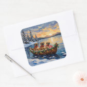 Sticker Carré Pekingese Christmas Boat Holiday (Enveloppe)