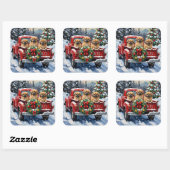 Sticker Carré Pekingese Christmas Red Truck Holiday (Feuille)