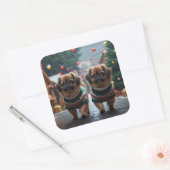 Sticker Carré Pekingese Dogs Christmas Snow Holiday (Enveloppe)