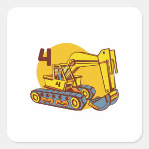 Sticker Carré Pelle Jaune - Cadeau pour le 4ème Anniversaire