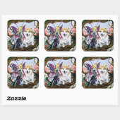 Sticker Carré Pembroke Welsh Corgi Fairy Imaginaire (Feuille)