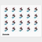 Sticker Carré Penguin as Skier with Ski (Feuille)