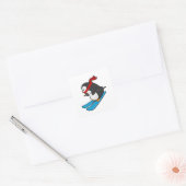 Sticker Carré Penguin as Skier with Ski (Enveloppe)