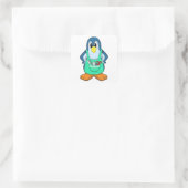 Sticker Carré Penguin coiffeur avec ciseaux et razor (Sac)