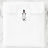 Sticker Carré Penguin comme Gentleman avec Casquette (Sac)