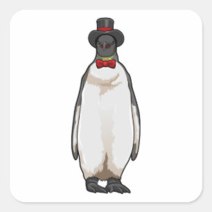 Sticker Carré Penguin comme Gentleman avec Casquette