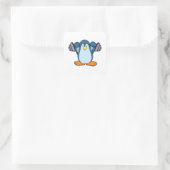 Sticker Carré Penguin de Bodybuilding avec cloches (Sac)