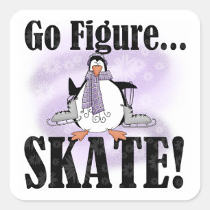 Sticker Carré Penguin Go Figure Patinage T-shirts et cadeaux