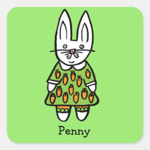 Sticker Carré Penny le lapin personnalisé