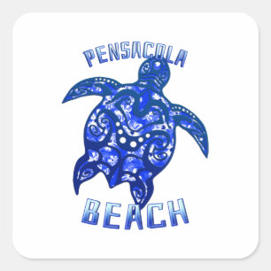 Sticker Carré Pensacola Beach Floride Vacances Tortue tribale