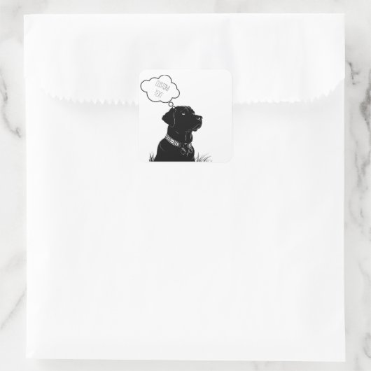 Sticker Carré Pensées loyales : Ordinateur portable Black Lab pe (Sac)