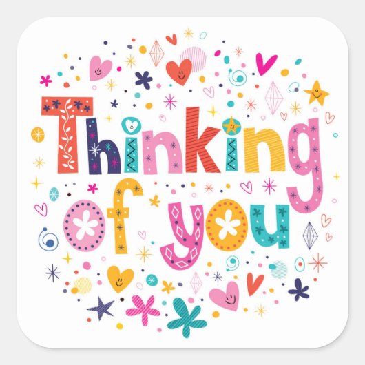 Sticker Carré Penser À Vous (Devant)