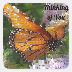 Sticker Carré Penser à vous Mosaic Monarch Photo Papillon