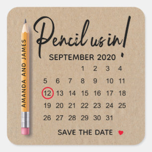 Sticker Carré Pensez-Nous En Carton Calendrier Enregistrer La Da