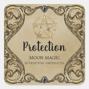 Sticker Carré Pentagram Protection de l'artisanat Spell Jar Étiq
