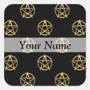 Sticker Carré Pentagramme noir et or