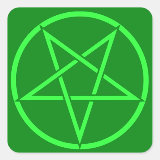 Sticker Carré Pentagramme vert style néon (Devant)