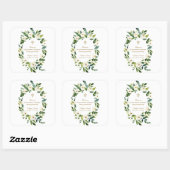 Sticker Carré Peonies florales blanches modernes Wreath Baptême (Feuille)