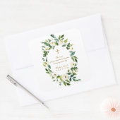 Sticker Carré Peonies florales blanches modernes Wreath Baptême (Enveloppe)