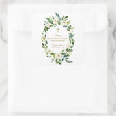 Sticker Carré Peonies florales blanches modernes Wreath Baptême (Sac)