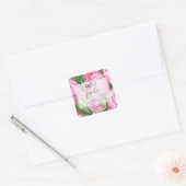 Sticker Carré Peonies Rose 90e fête d'anniversaire (Enveloppe)