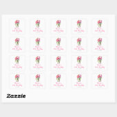 Sticker Carré Peonies roses Mason Jar Anniversaire (Feuille)
