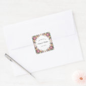 Sticker Carré Peonies roses Rococo Mariage cadre (Enveloppe)