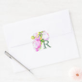 Sticker Carré Peonis, rose, blanc, aquarelle peinture florale (Enveloppe)