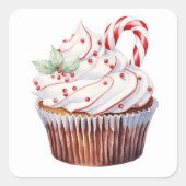 Sticker Carré Pepperment de Noël Rouge blanc (Devant)