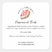 Sticker Carré Peppermint Bark Watercolor Bakery Ingredient (Devant)
