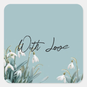 Sticker Carré Perce-neige janvier fleur jardinage printemps