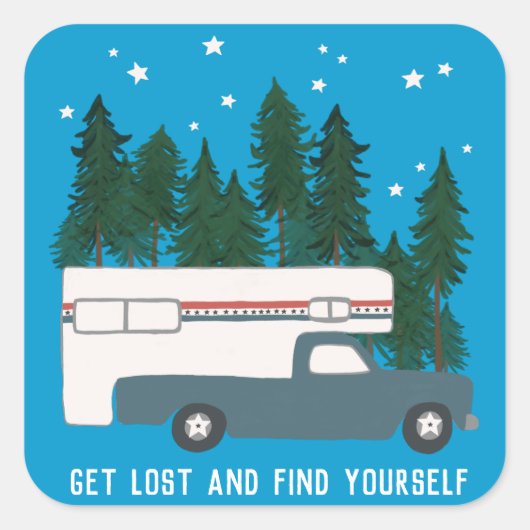 Sticker Carré PERDEZ-VOUS ET TROUVEZ-VOUS Camper Camper RVing (Devant)