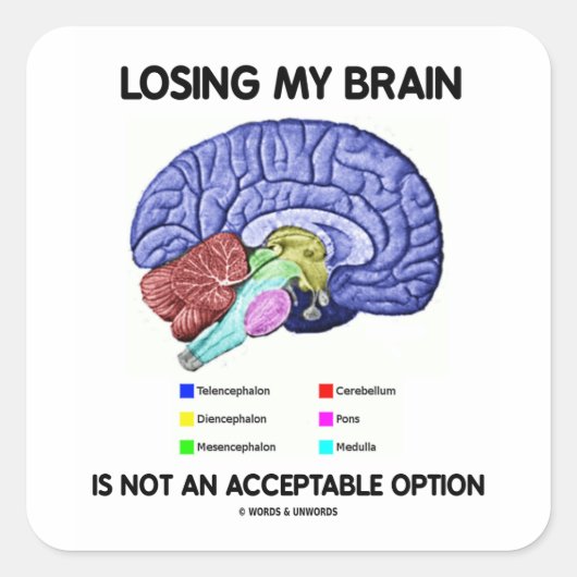 Sticker Carré Perdre Mon Cerveau N'Est Pas Une Option Acceptable (Devant)