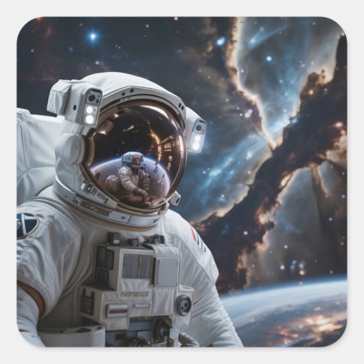 Sticker Carré Perdu dans les Étoiles (Devant)