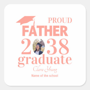 Sticker Carré Père fier personnalisé pour la remise des diplômes