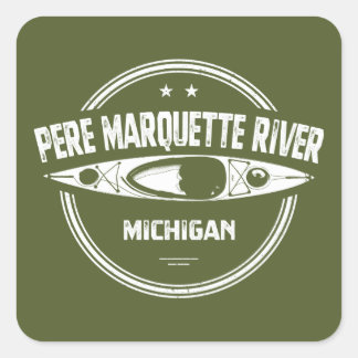 Sticker Carré Pere Marquette River Michigan Kayak