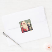 Sticker Carré Père Noël avec Alien spatial Sci Fi Noël (Enveloppe)