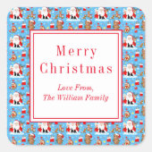 Sticker Carré Père Noël Avec Des Animaux Forestiers (Devant)