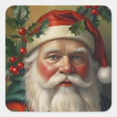 Sticker Carré Père Noël avec gui (Devant)